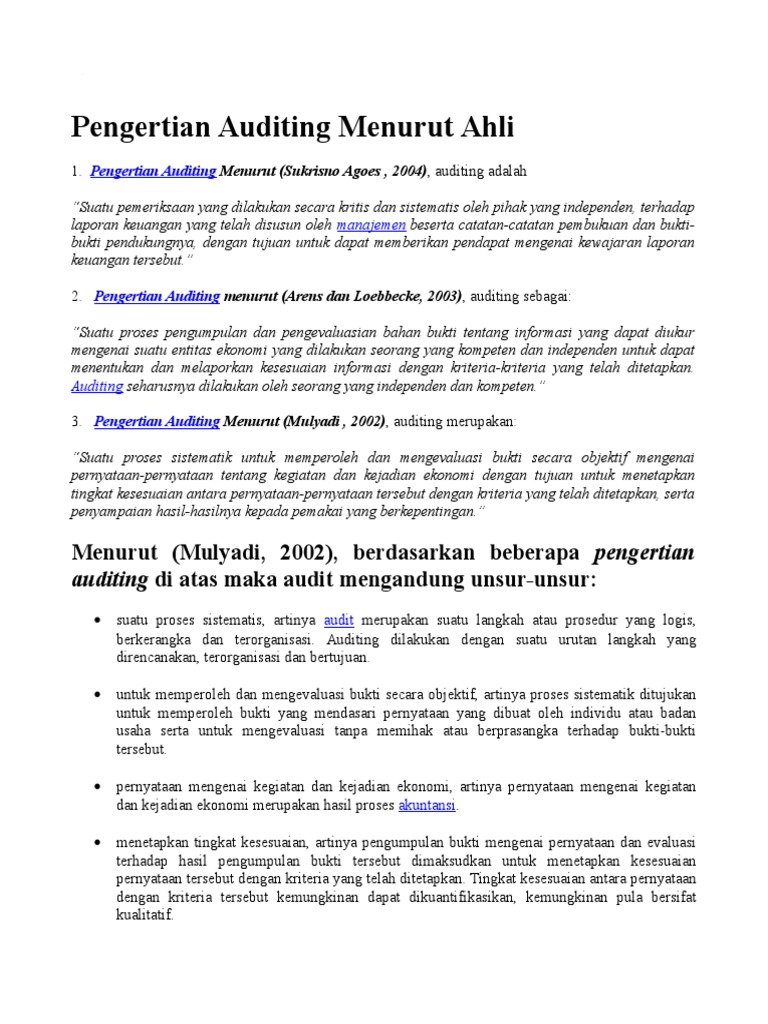 Tujuan Audit Menurut Para Ahli
