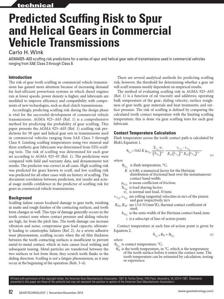 Predicted Scuffing Risk | PDF | Gear | Transmission (Mechanics)