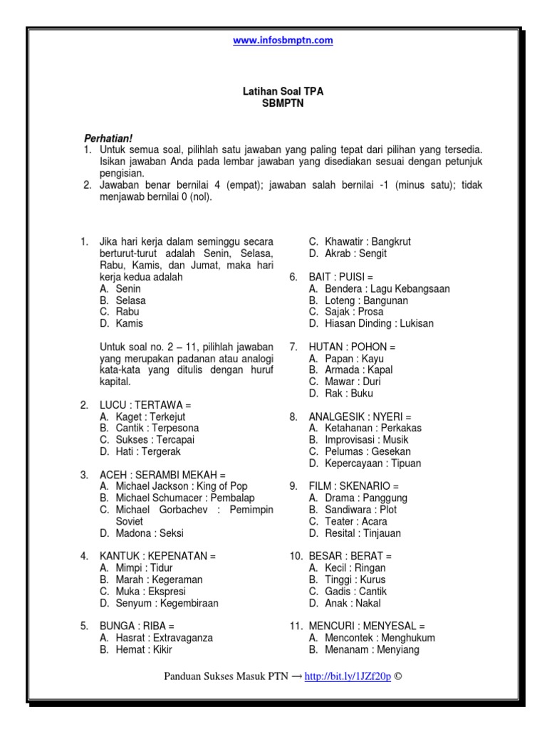 Contoh Soal Tpa Penalaran Analitik 2 Ajoefahmi