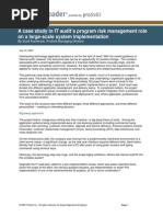 A Case Study in IT Audit's Program Risk Management Role On A Large-Scale System Implementation