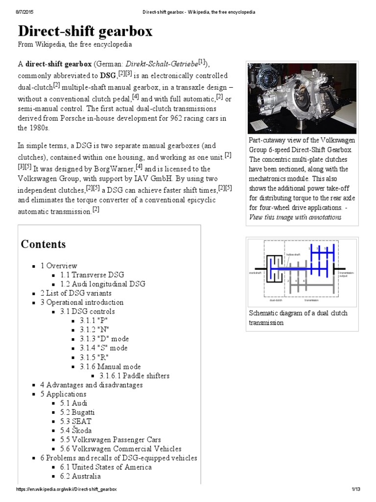 Directshift Gearbox Wikipedia, The Free Encyclopedia Manual