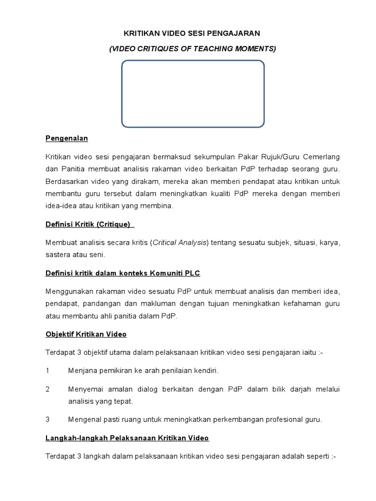 5 Kritikan Video Sesi Pengajaran Docx