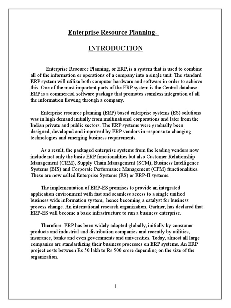 PROJECT-ERP & Its Role in Supply Chain Management | PDF | Supply Chain ...