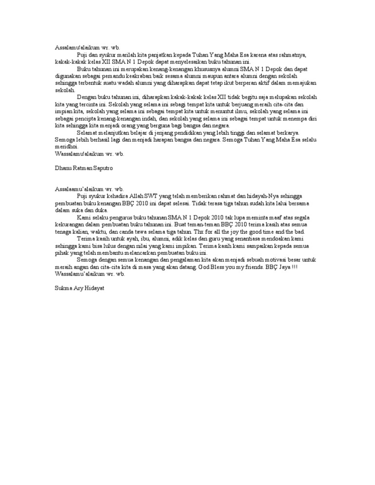 Sambutan Ketua Panitia Ujian Nasional Kumpulan Referensi Teks Pidato