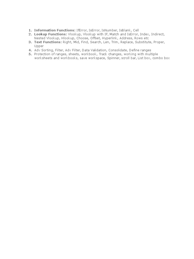 Excel Functions and Data Management Guide | PDF