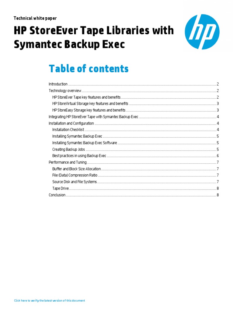 HP StoreEver Tape Libraries With Symantec Backup Exec PDF Backup