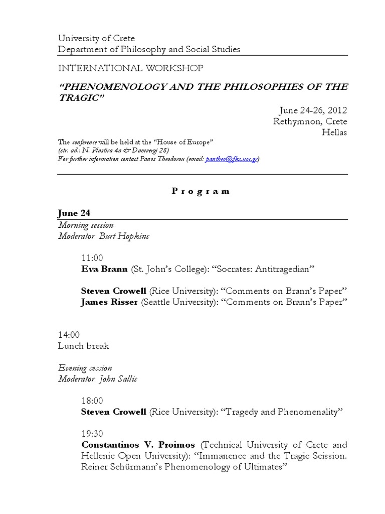 Phenomenology and The Philosophies of The Tragic | PDF | Social Science