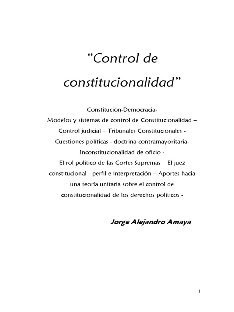Teoría del Control de Constitucionalidad | PDF | Democracia ...