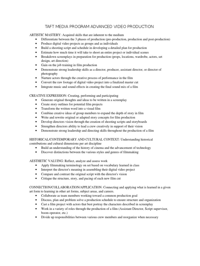 Advanced Video Production Skills | PDF | Career & Growth