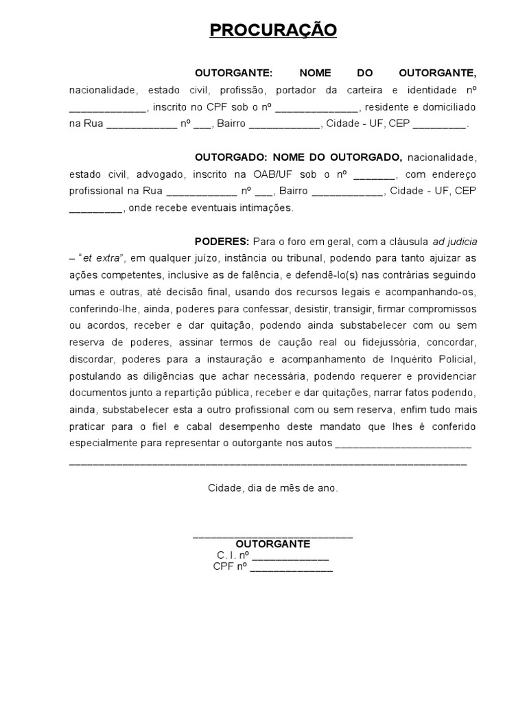 MODELO Procuração Judicial