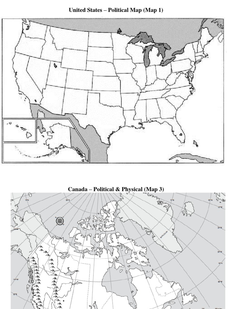 US and Canada Map Activity