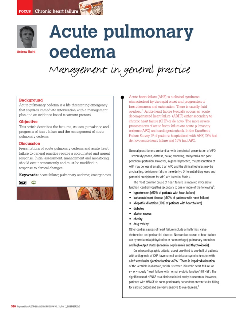 Acute Pulmonary Oedema Management Guide | PDF | Self-Improvement ...