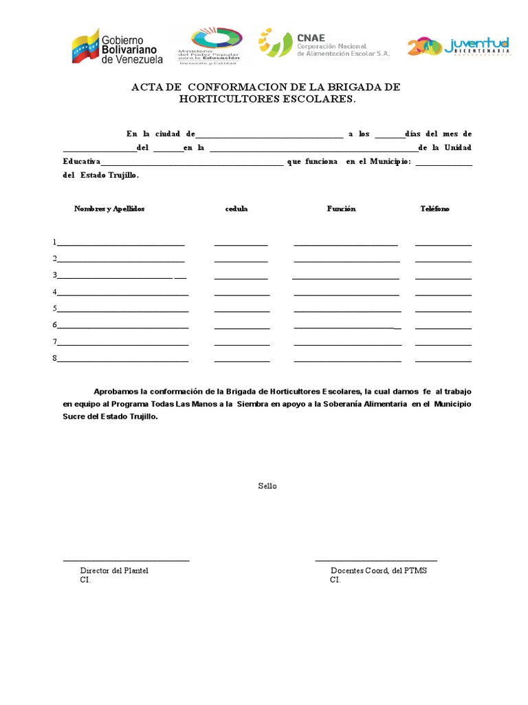 Conformación de Brigada Escolar de Horticultores | PDF