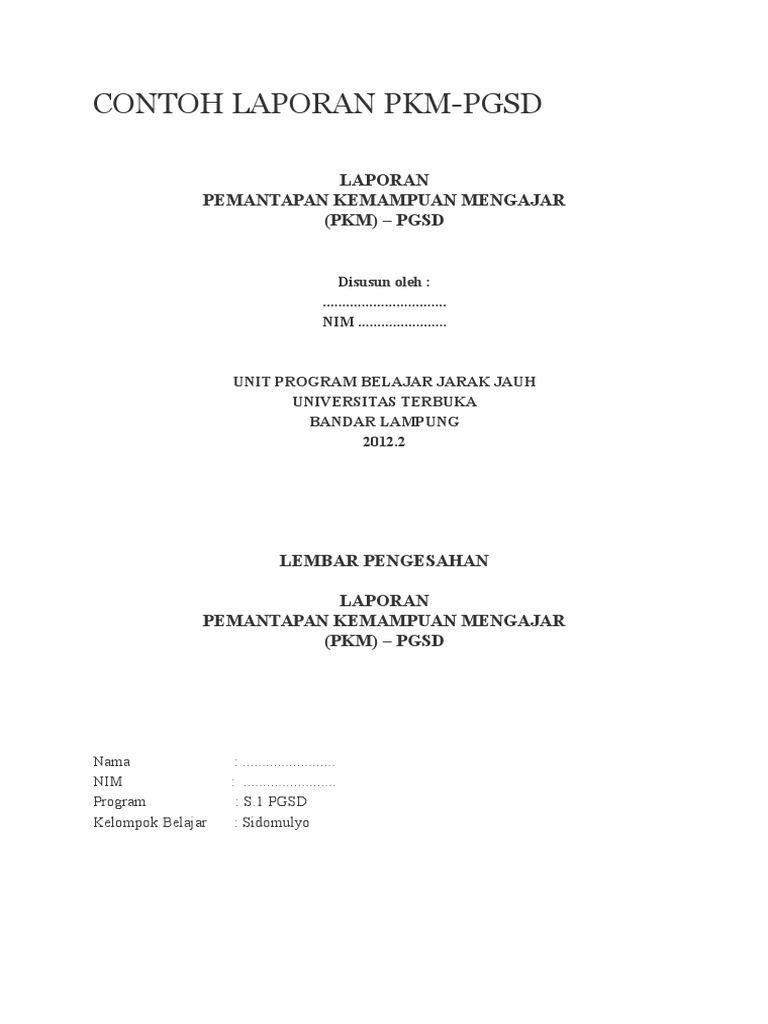Contoh Laporan Pkm Docx Tugas Mama Docx