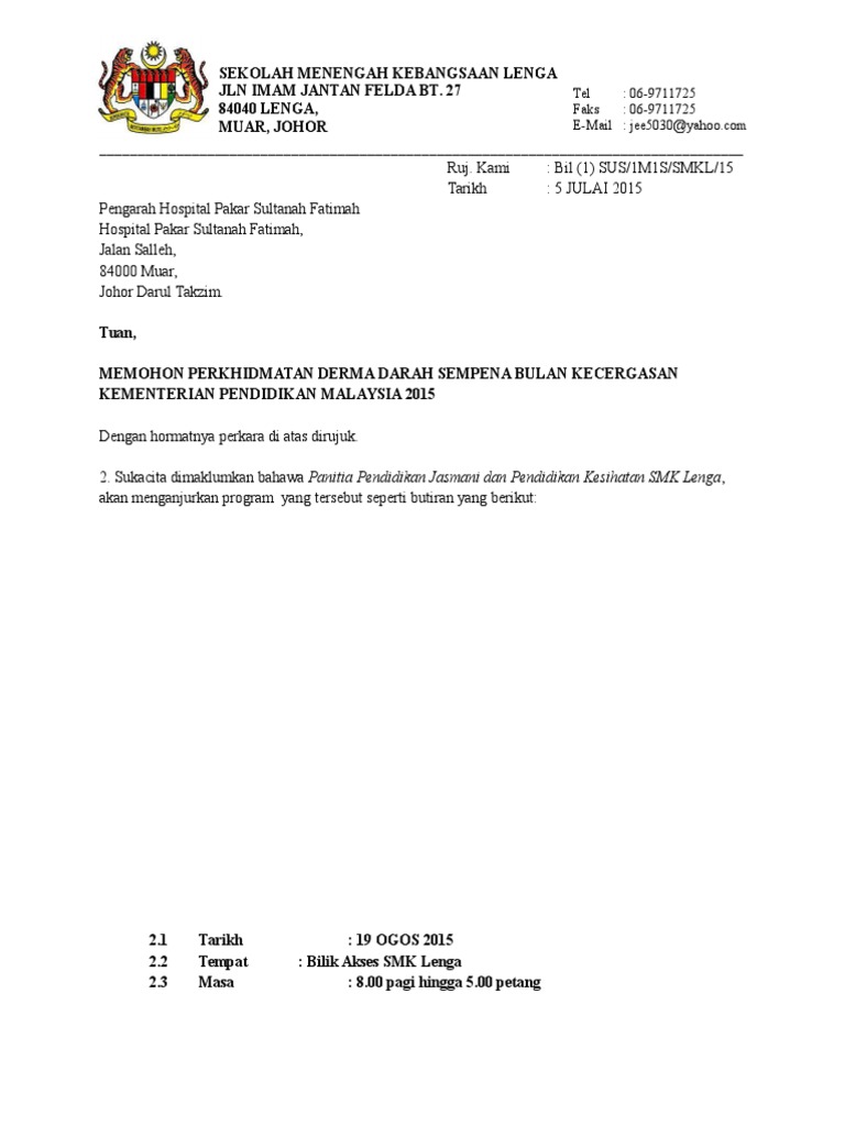 Surat Rasmi Derma Darah Pdf
