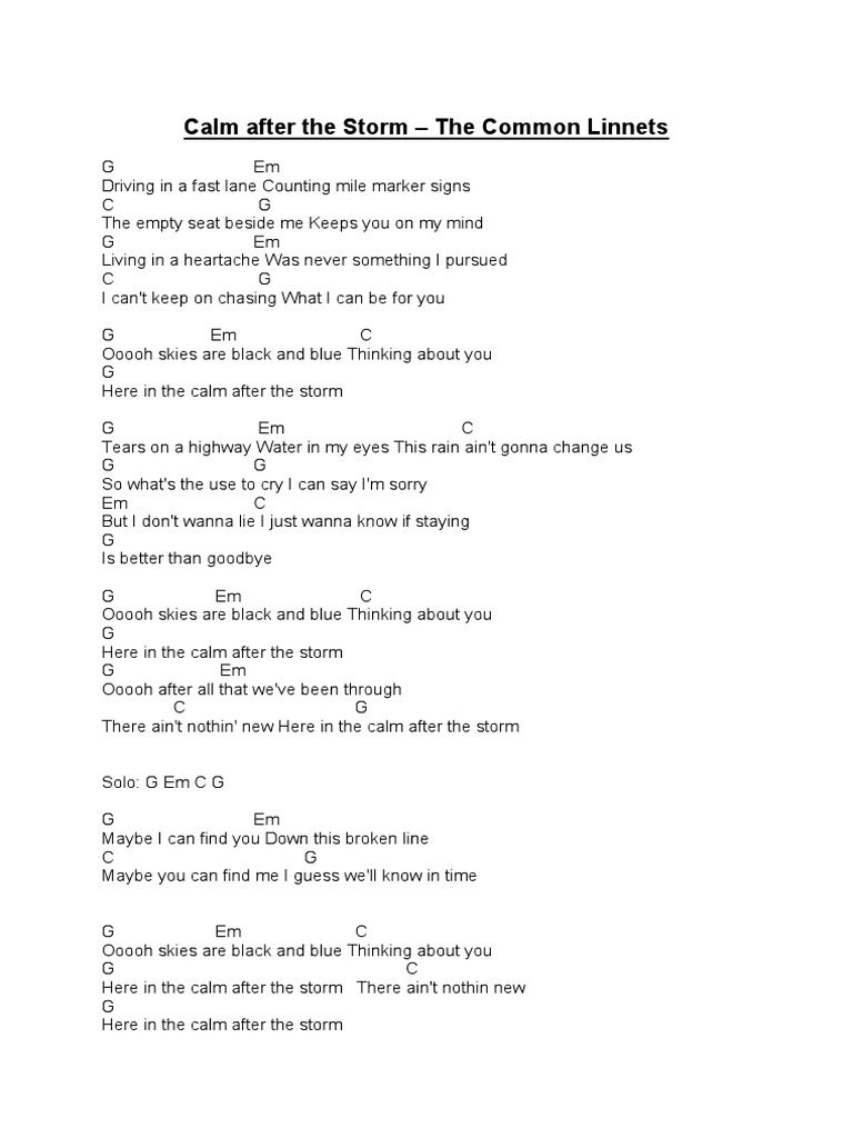 Calm After The Storm Lyrics