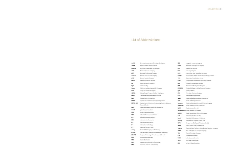 List of Abbreviations PDF Petroleum Industry Petroleum