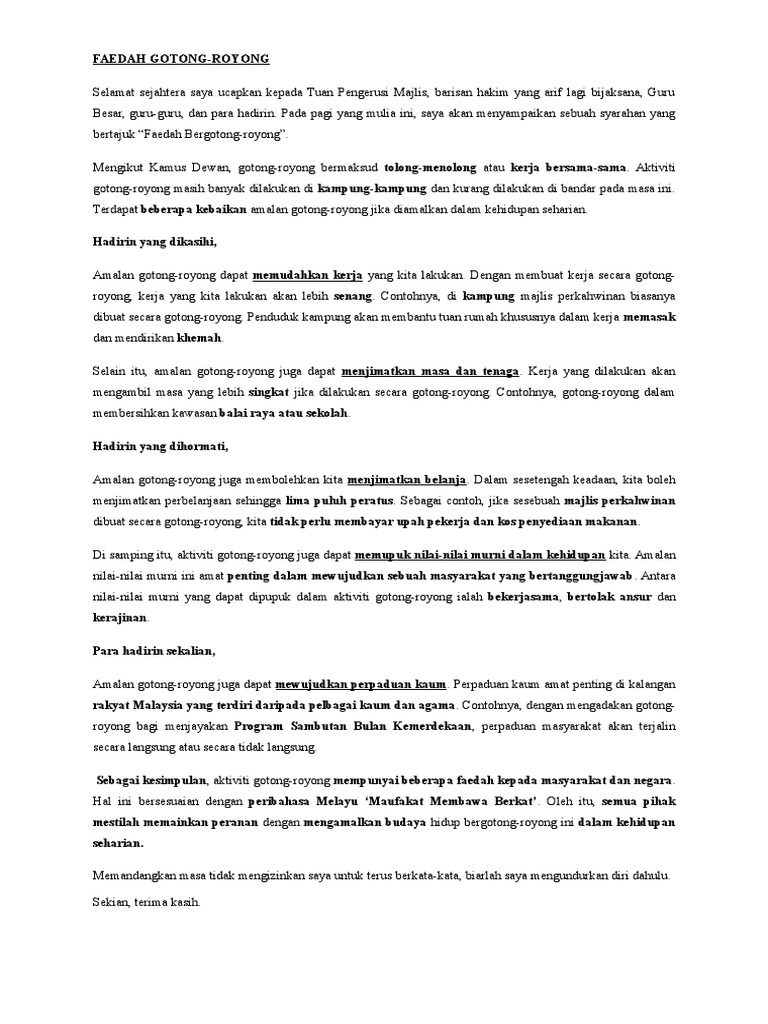 Gotong Royong Syarahan Pdf
