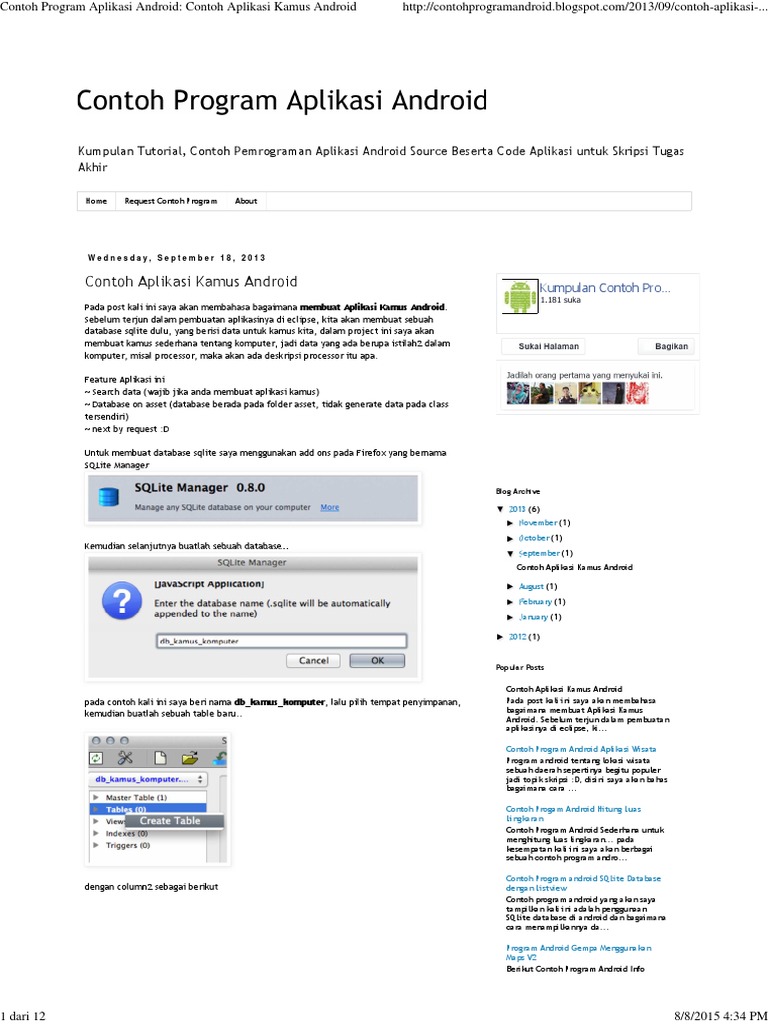 Tutorial Aplikasi Kamus Android | PDF | Komputer