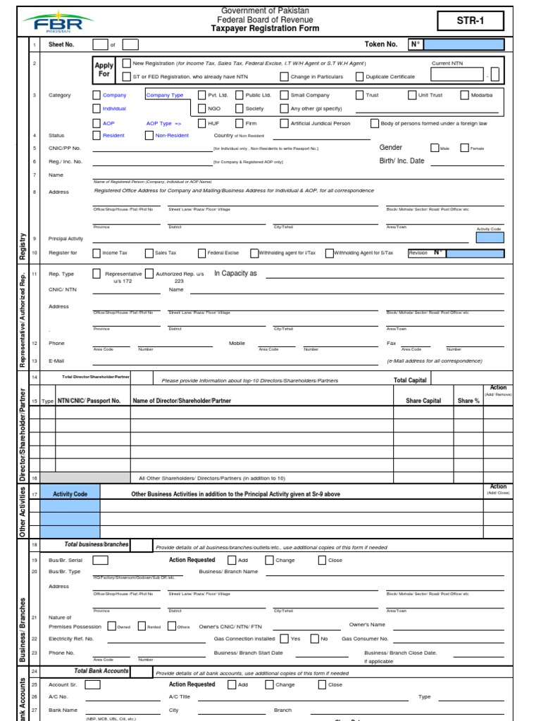 GST Registration Form for Pakistan | PDF | Withholding Tax | Taxes