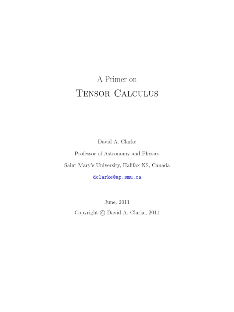 Tensor Calculus: A Primer On | PDF | Tensor | Euclidean Vector