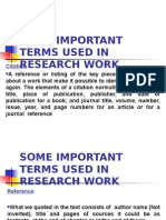 Some Important Terms Used in Research Work: Citation