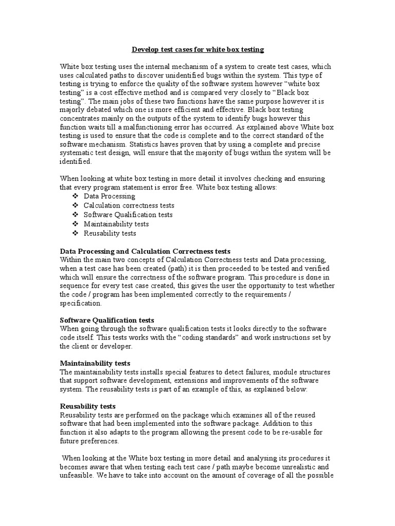 White Box Testing Project | PDF | Software Bug | Boolean Algebra