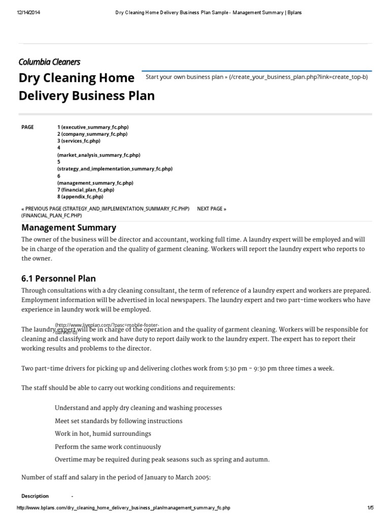 home cleaning business plan sample