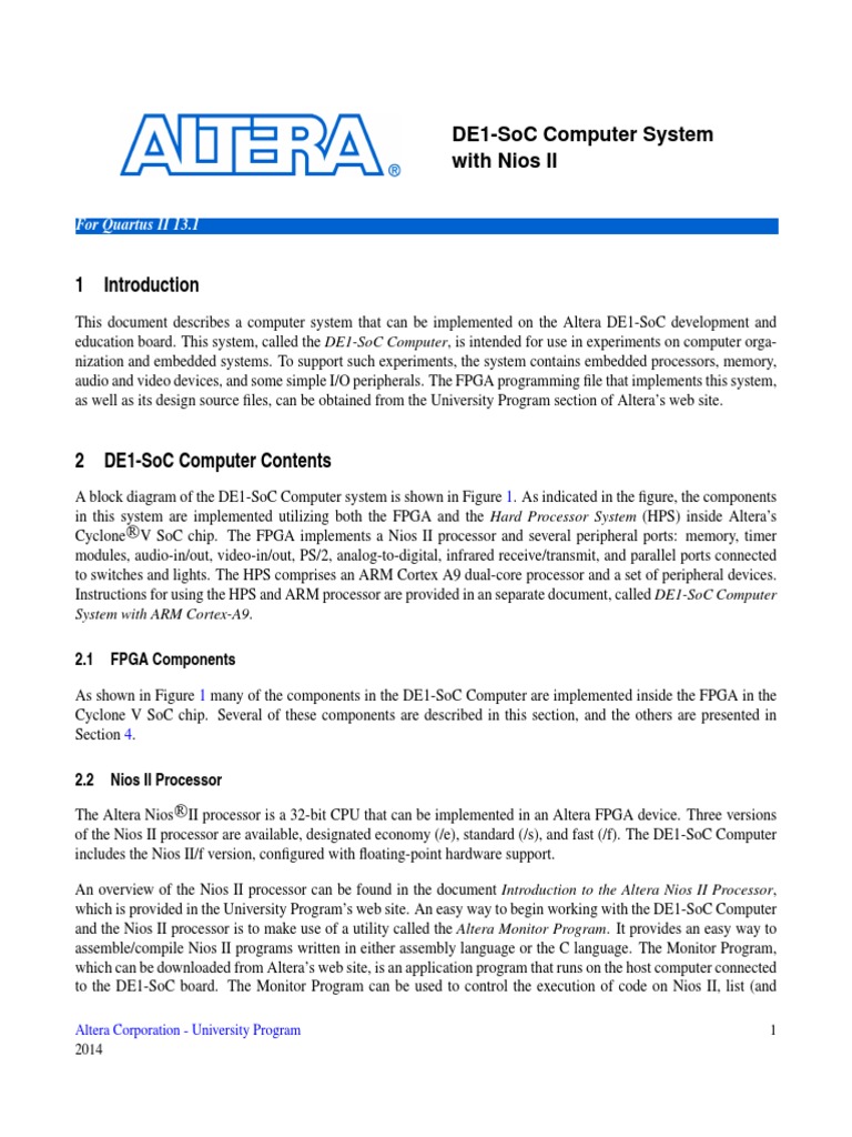 DE1 SoC Computer | PDF | Field Programmable Gate Array | System On A Chip