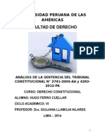 ANÁLISIS DE LA SENTENCIA DEL TRIBUNAL CONSTITUCIONAL #3741-2004-AA y 4293-2012-PA