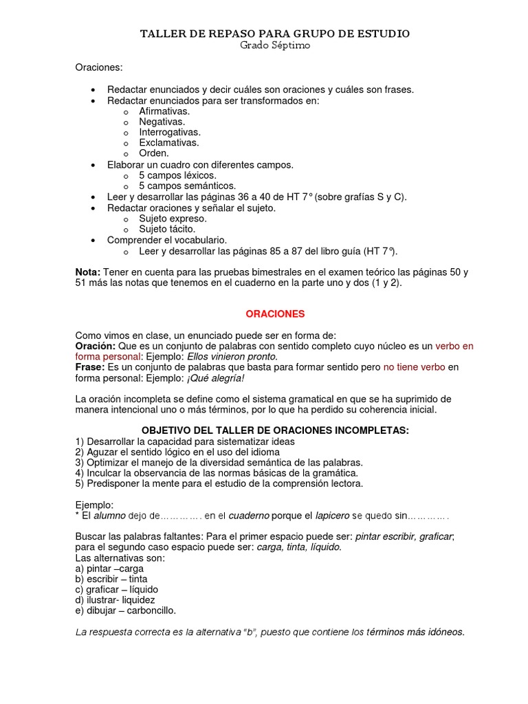 Sujeto Tacito Pdf Oración Lingüística Asunto Gramática
