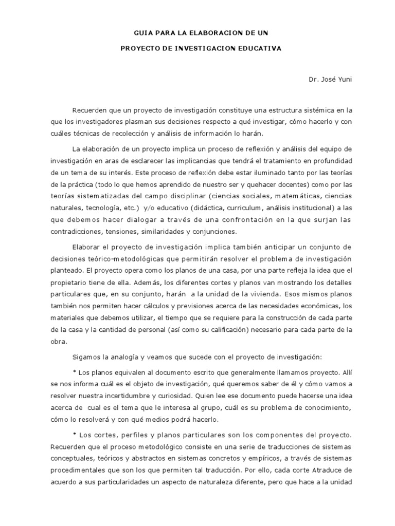 Guia para La Elaboracion de Un Proyecto de Investigacion Edu | PDF