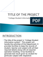 College Student Information System