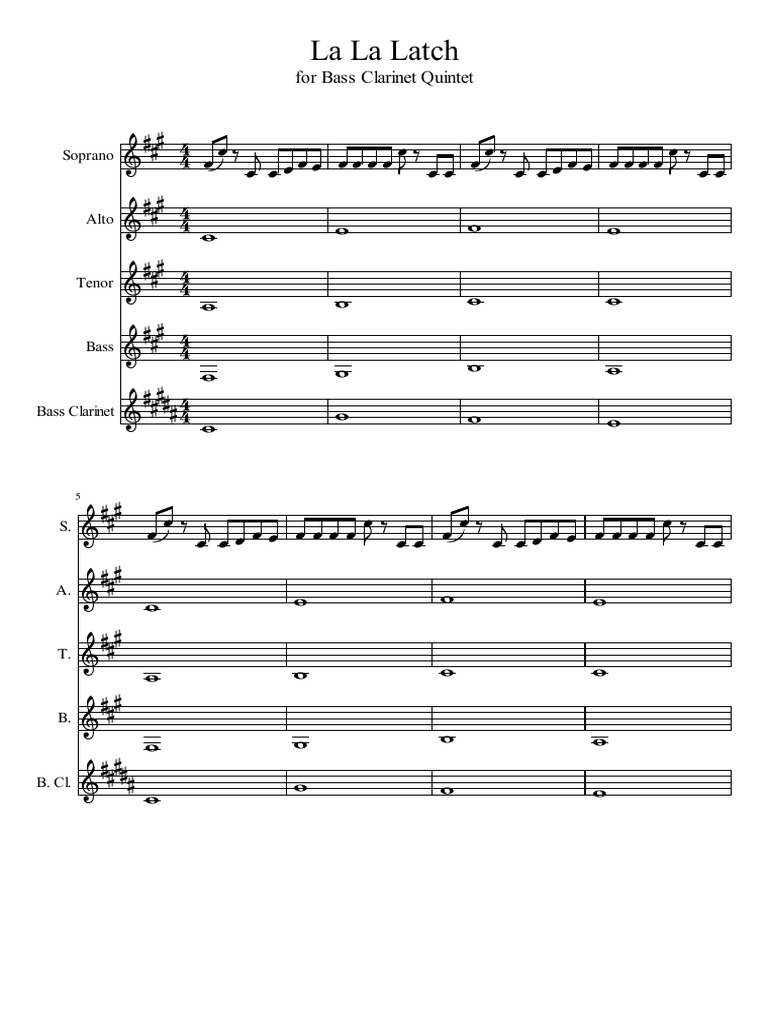 La La Latch Bass Transposition PDF Singing Music Theory