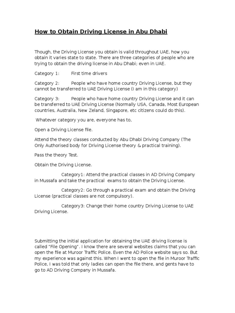 Driving Licence in Abu Dhabi Driver's License Identity Document