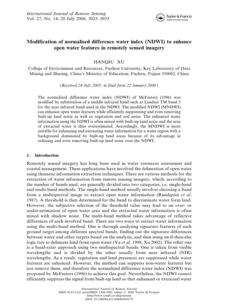 Enhanced Water Detection with MNDWI | PDF