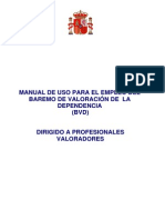 Manual de Uso para El Baremo de Valoración de La Dependencia