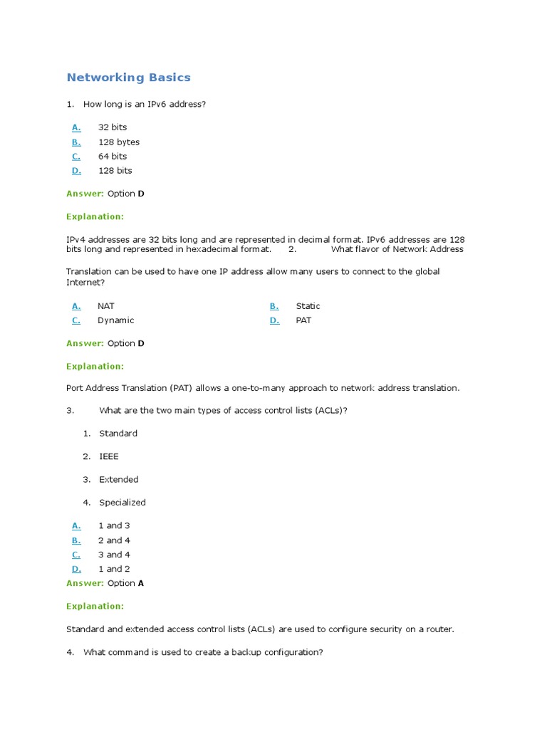 Networking Basics MCQs PDF Protocol Suite Osi Model