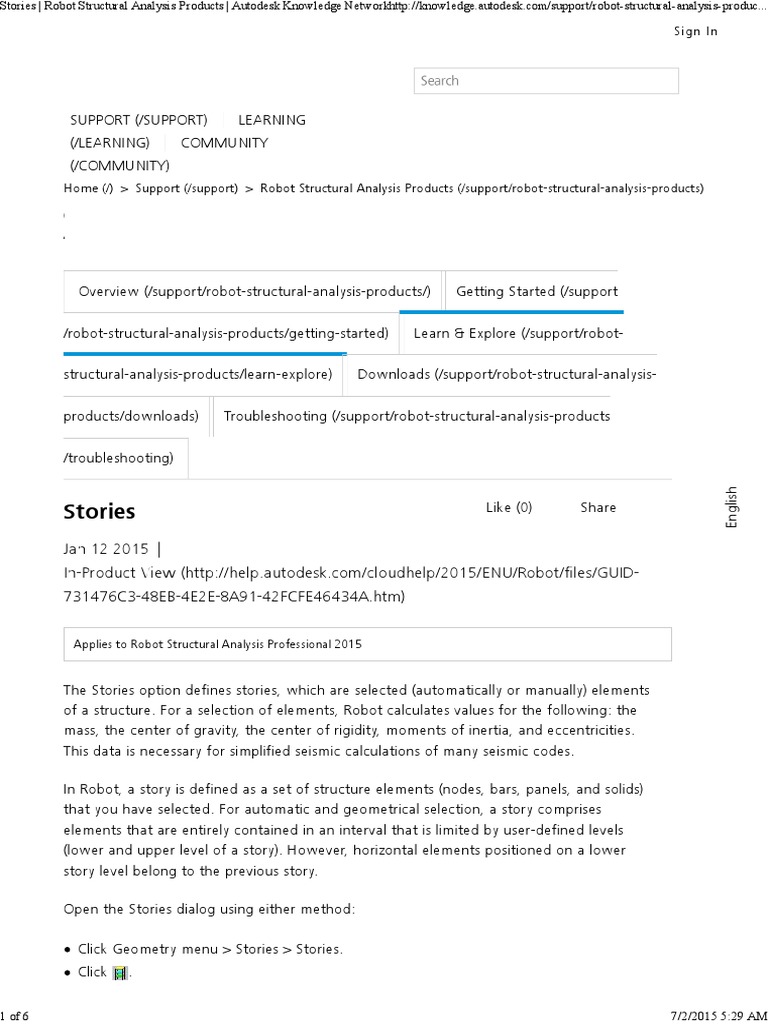 Stories - Robot Structural Analysis Products - Autodesk Knowledge ...