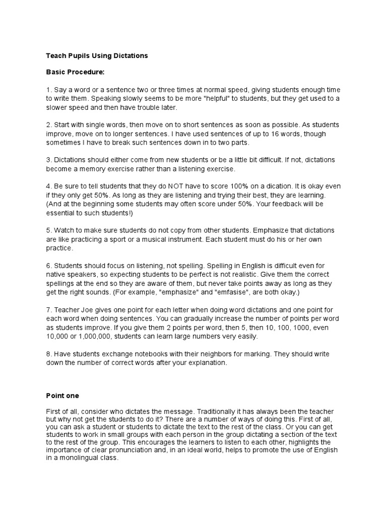 Effective Dictation Teaching Methods | PDF | Sentence (Linguistics) | Word