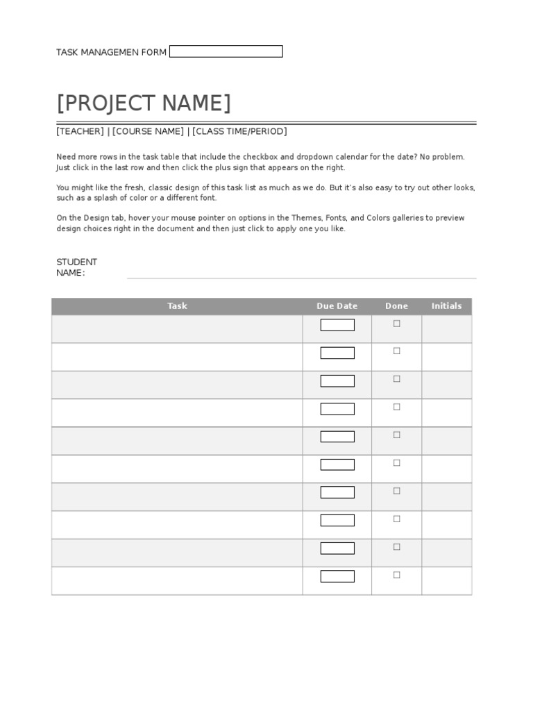 (Project Name) : Task Managemen Form | PDF