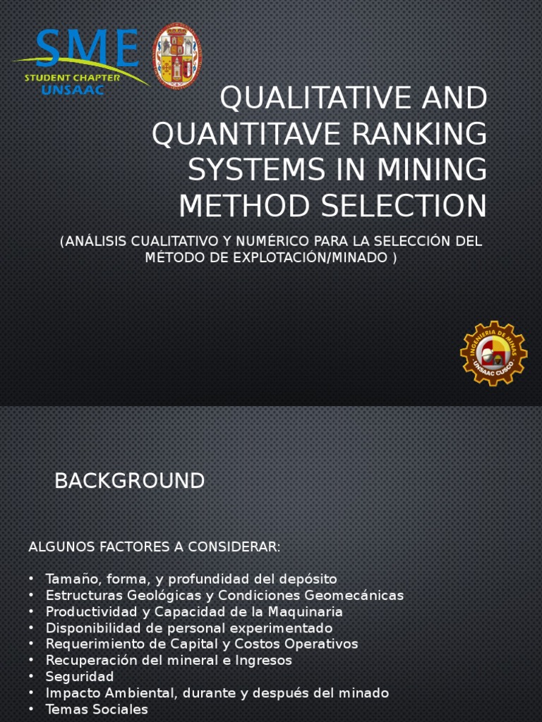Qualitative and Quantitave Ranking Systems in Mining Method | PDF ...