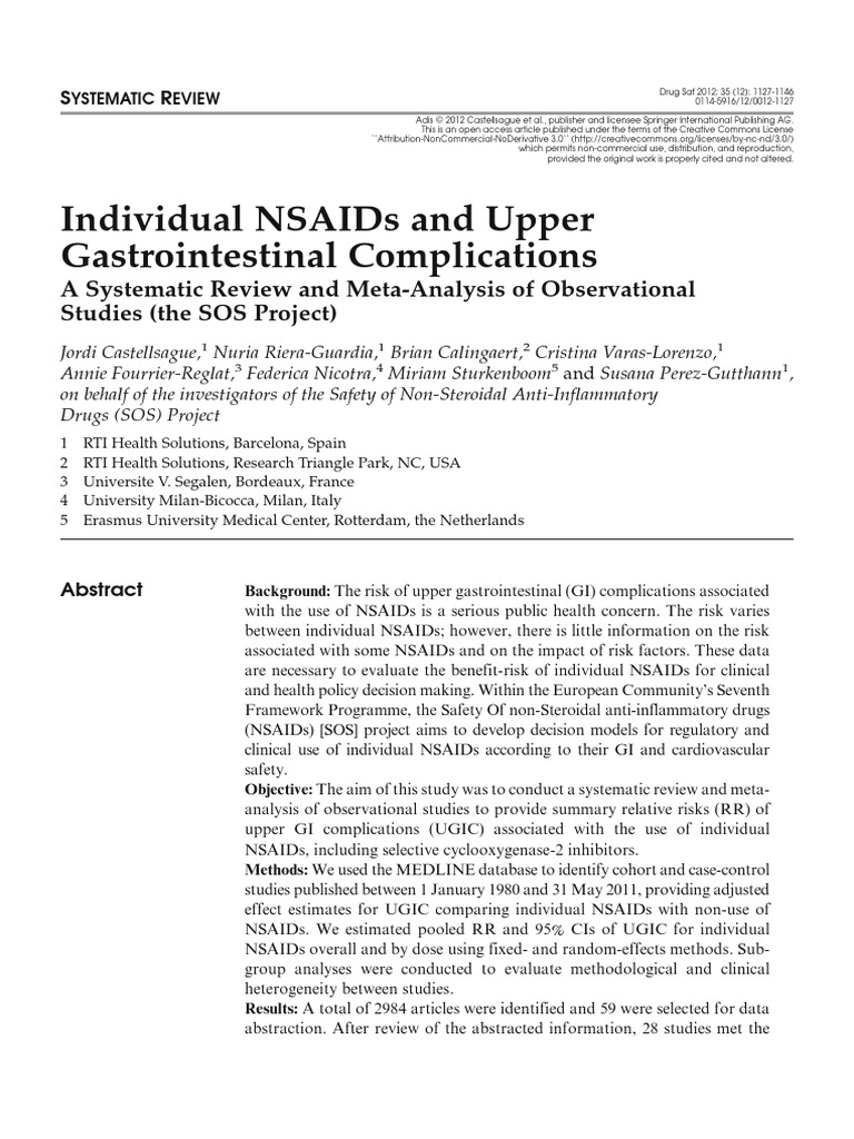 Individual Nsaids and Upper Gastrointestinal Complications | PDF ...