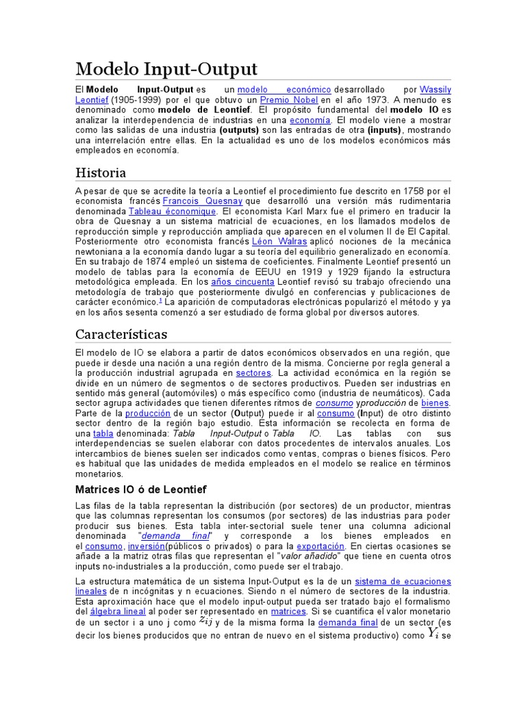 Modelo Input-Output | PDF | Modelo de entrada-salida | Teorías económicas