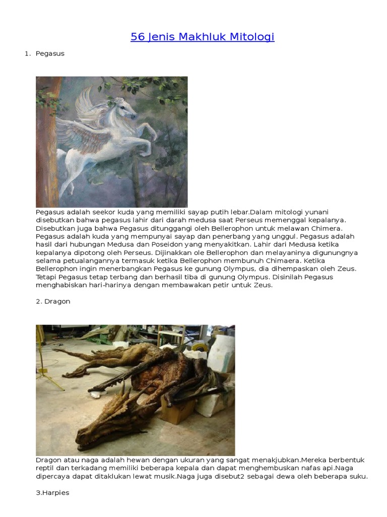 56 Jenis Makhluk Mitologi