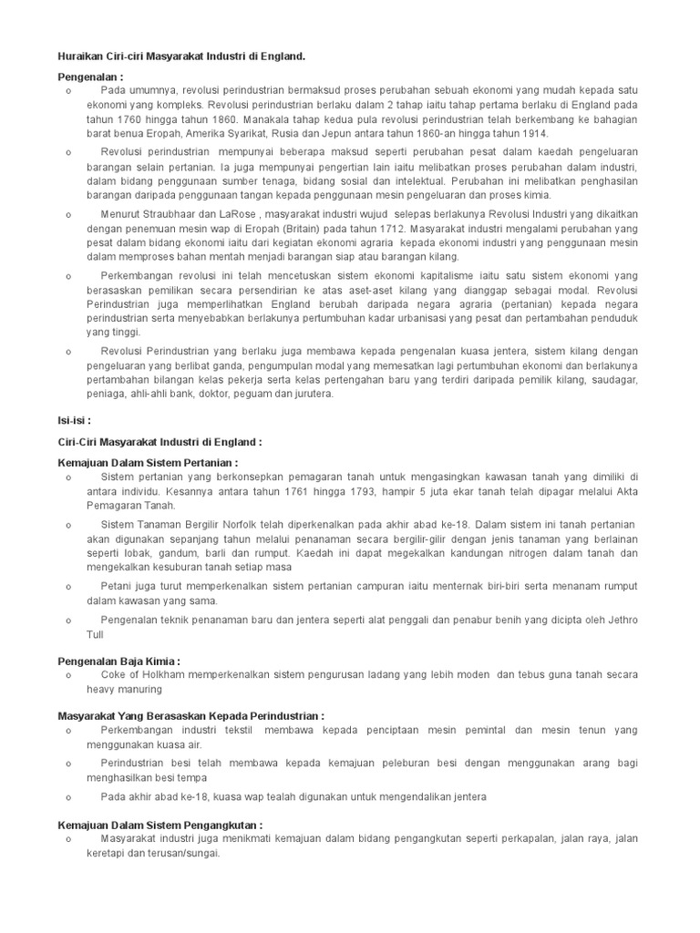 England Jerman Ciri Ciri Masyarakat Industri Pdf