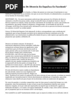"La Primera Causa De Divorcio En España Es Facebook"