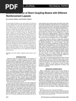 Seismic Behavior of Short Coupling Beams With Different Reinforcement Layouts