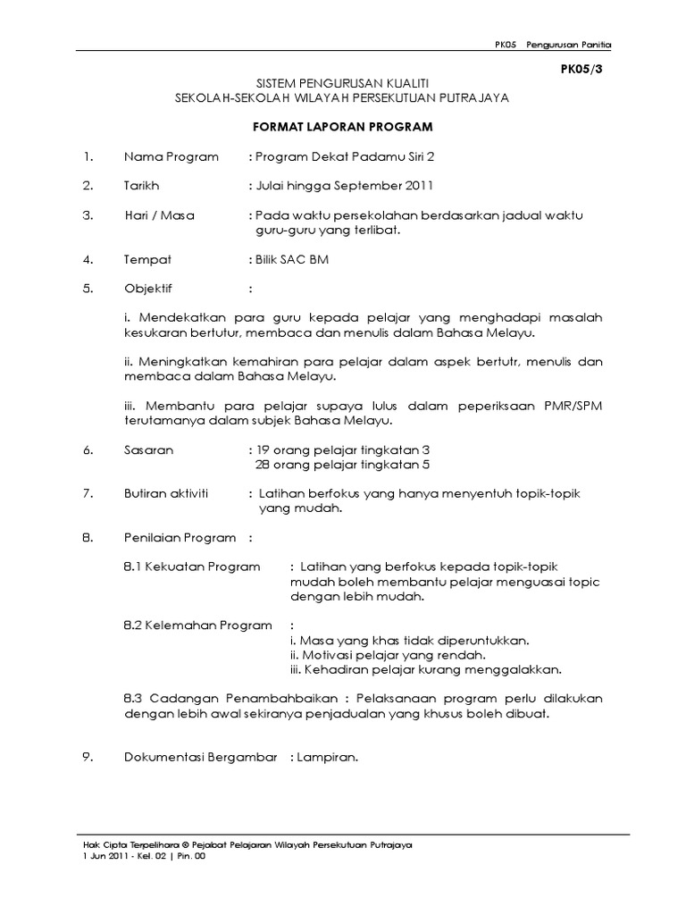 Format Laporan Program Sekolah | PDF