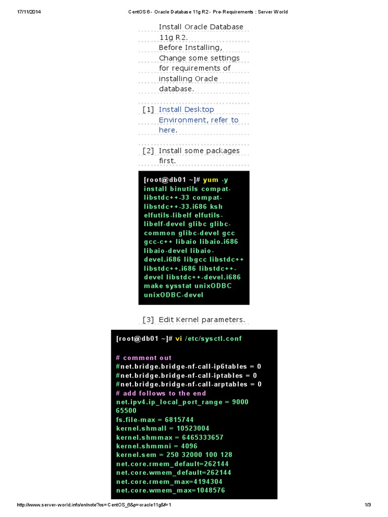 CentOS 6 - Oracle Database 11g R2 - Pre-Requirements - Server World ...